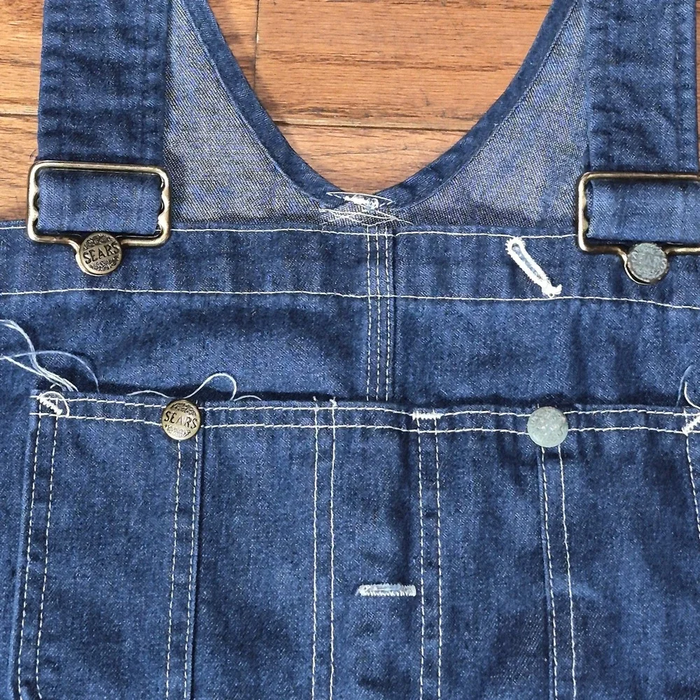 Vintage Sears Denim Overalls Mens 40x30 Blue Workwear Union Made Grunge USA
